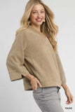 Umgee Textured Knit V-Neck Top - Trendsi - Flyclothing LLC