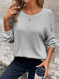 Plus Size Relaxed Fit Waffle Knit Round Neck T-Shirt - Trendsi - Flyclothing LLC