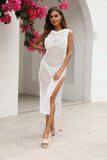Cutout Openwork Round Neck Sleeveless Cover-Up - Trendsi - Flyclothing LLC
