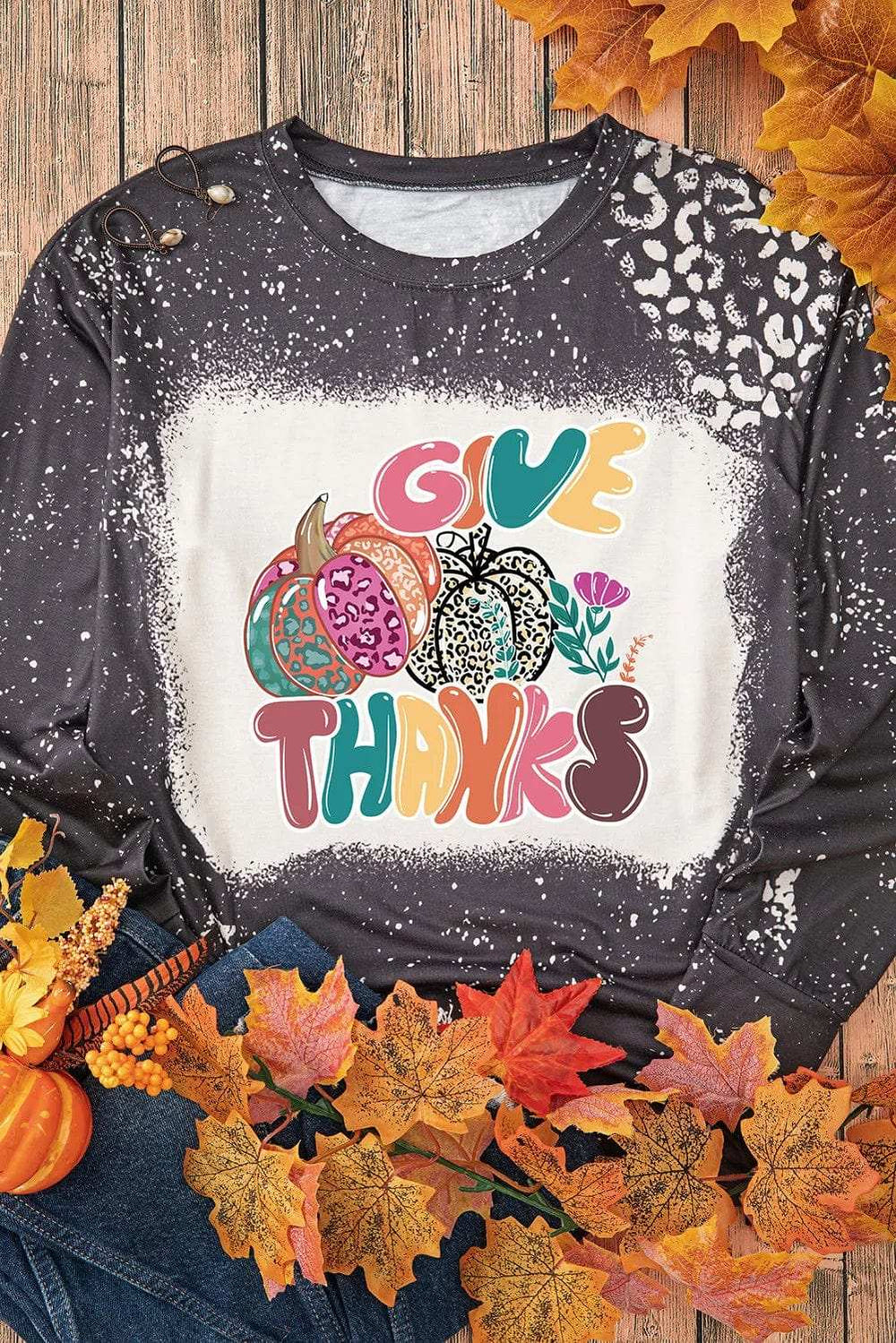 Pumpkin Graphic Round Neck Long Sleeve T-Shirt - Trendsi - Flyclothing LLC
