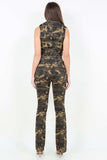 American Bazi V-Cut Ruched Camo Flare Pants - Trendsi - Flyclothing LLC