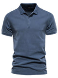 Men's Collared Neck Button Detail Short Sleeve Polo - Trendsi - Flyclothing LLC