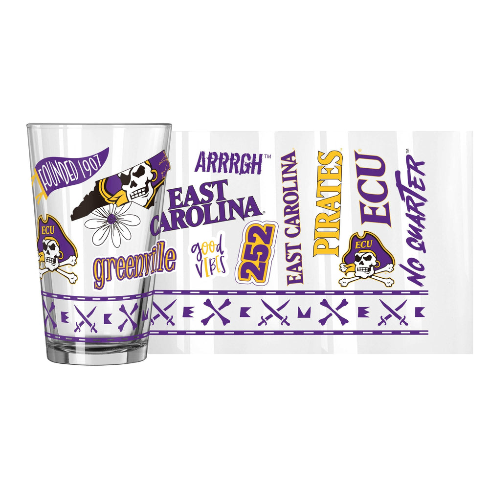 East Carolina 16oz Native Pint Glass - Logo Brands - Flyclothing LLC
