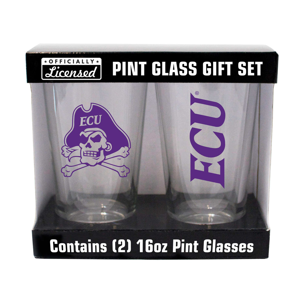 East Carolina 16oz Gameday Glass Pint 2 Pack - Logo Brands - Flyclothing LLC