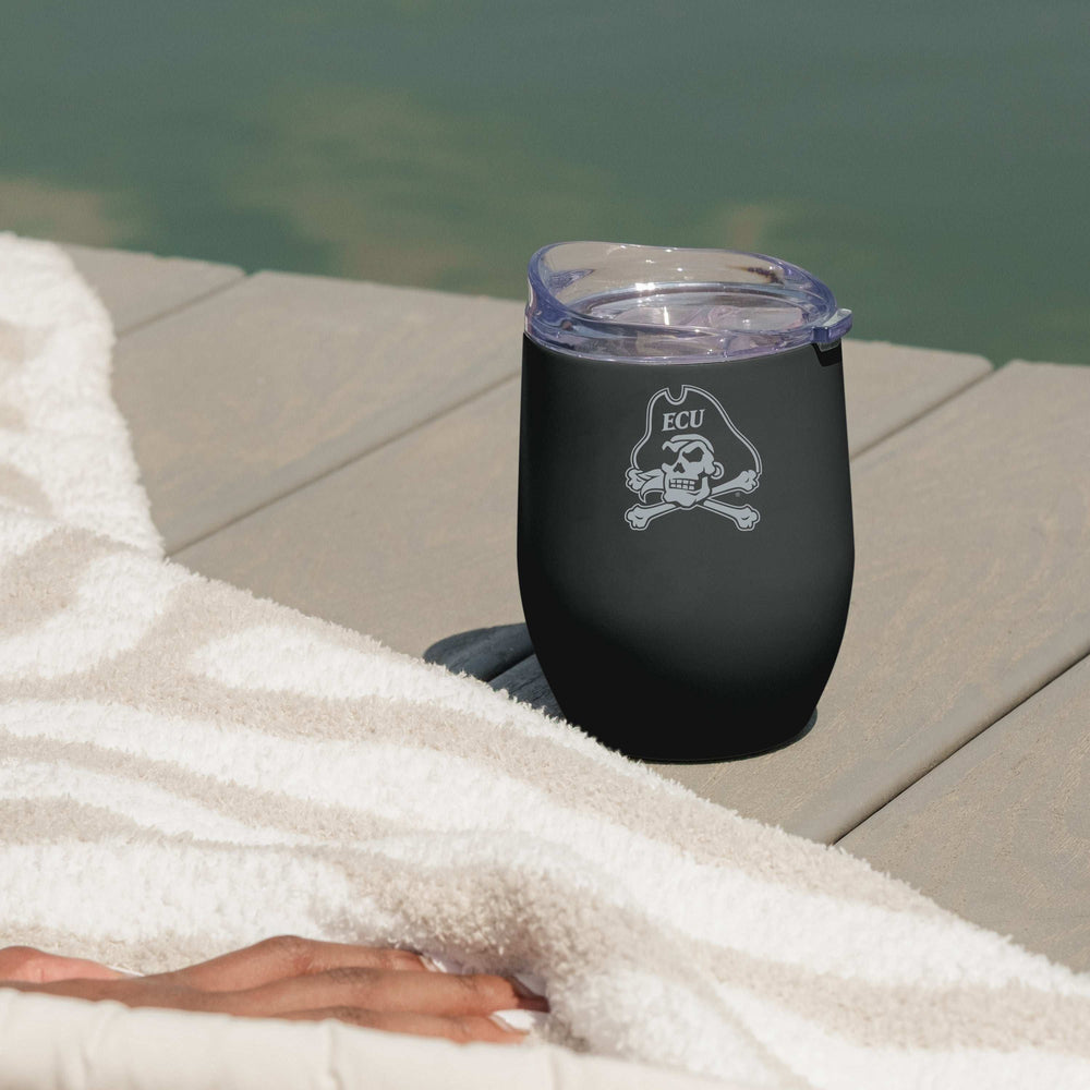 East Carolina Black 16oz Etch Powder Coat Curved Beverage - Logo Brands - Flyclothing LLC