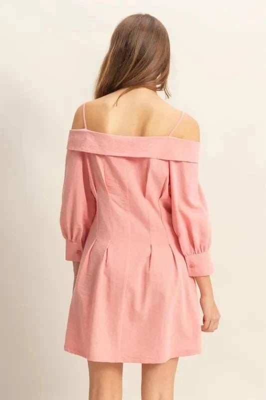 HYFVE Button Down Spaghetti Strap Mini Dress with Pockets - Trendsi - Flyclothing LLC