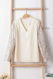 Sequin V-Neck Long Sleeve Blouse - Trendsi - Flyclothing LLC