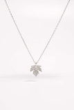 925 Sterling Silver Zircon Maple Leaf Necklace - Trendsi - Flyclothing LLC