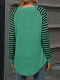 Striped Round Neck Raglan Sleeve T-Shirt - Trendsi - Flyclothing LLC