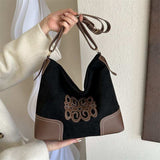 Suede Patch Adjustable Strap Tote Bag - Trendsi - Flyclothing LLC