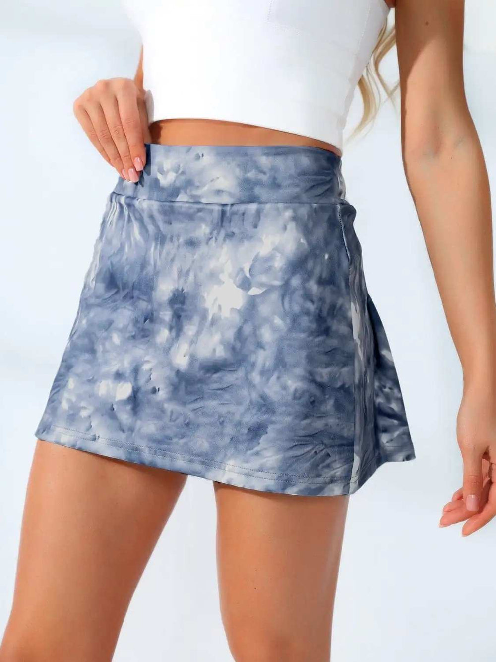 Quick-Dry Tie-Dye Wide Waistband Active Tennis Skirt - Trendsi - Flyclothing LLC