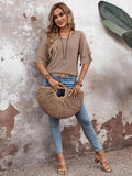 V-Neck Half Sleeve Blouse - Trendsi - Flyclothing LLC