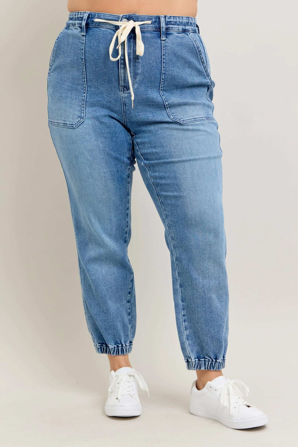 Judy Blue Full Size High Waist Denim Jogger Plus Size - Trendsi - Flyclothing LLC