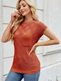 Round Neck Short Sleeve Knit Top - Trendsi - Flyclothing LLC