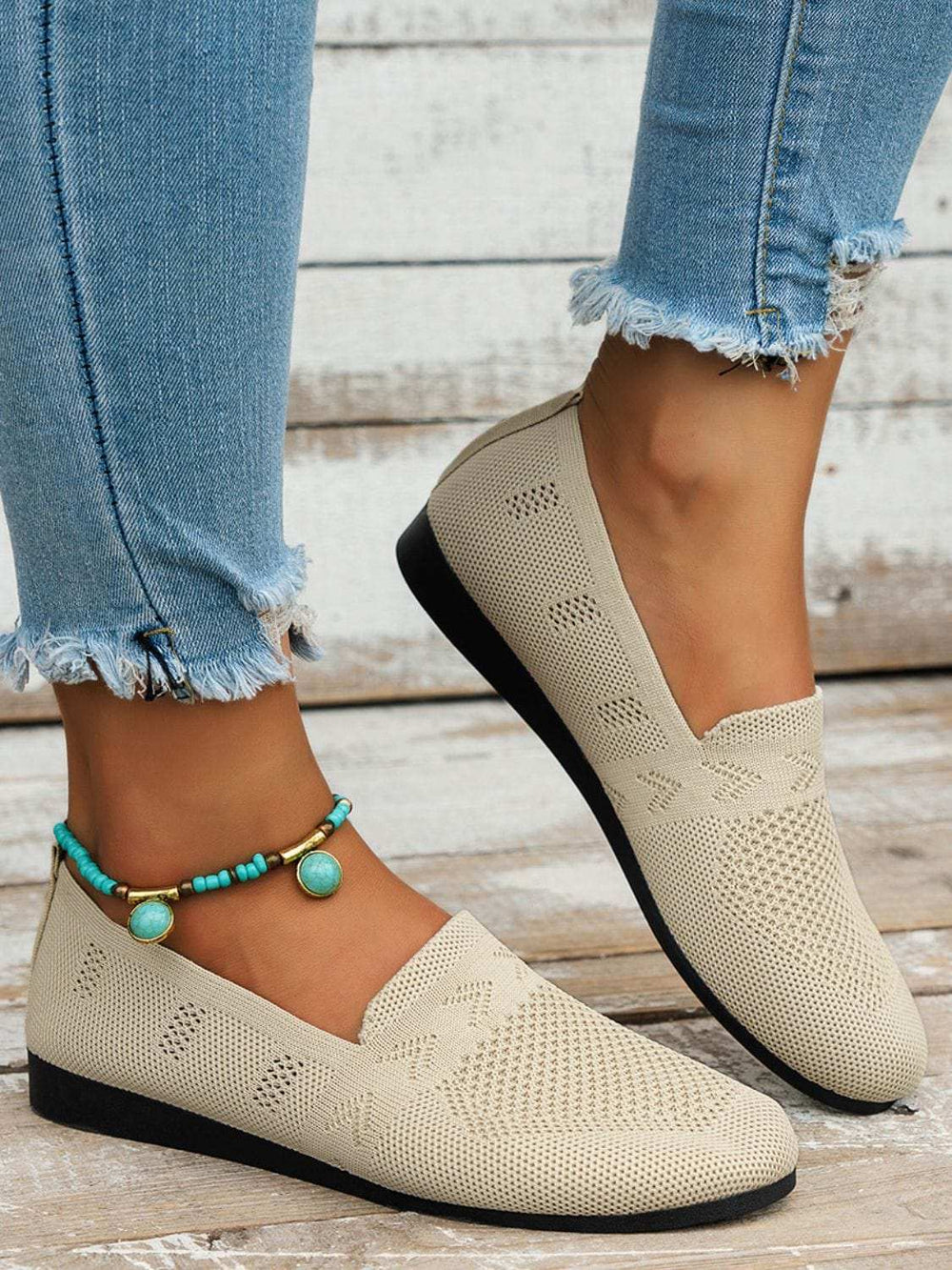 Mesh Round Toe Flat Slip-Ons - Trendsi - Flyclothing LLC