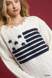 Umgee Distressed American Flag Sweater - Trendsi - Flyclothing LLC