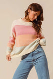 SO ME Multi Color Block Long Sleeve Sweater - Trendsi - Flyclothing LLC