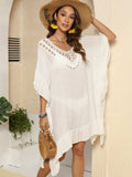 Cutout Ruffled Half Sleeve Cover-Up - Trendsi - Flyclothing LLC