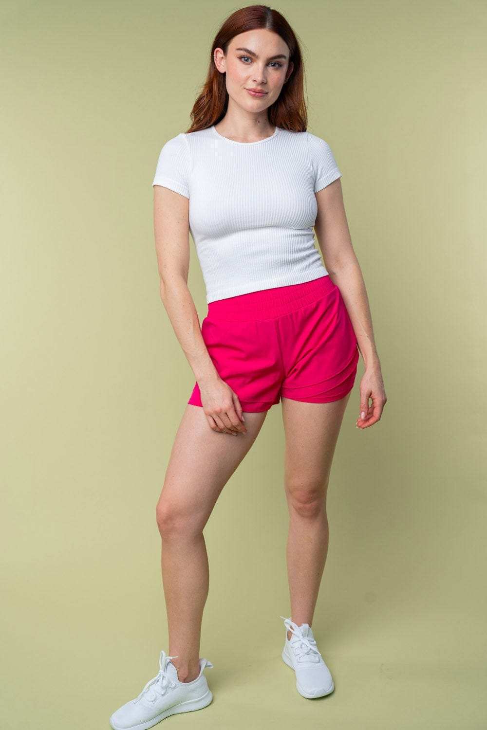 White Birch Full Size High Waisted Knit Shorts - Trendsi - Flyclothing LLC