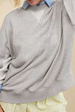 Side Slit Round Neck Long Sleeve Sweatshirt - Trendsi - Flyclothing LLC