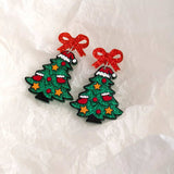 Christmas Tree Bow Dangle Earrings - Trendsi - Flyclothing LLC