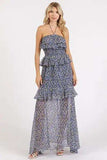 Mittoshop Ruffled Smocked Floral Halter Neck Maxi Dress - Trendsi - Flyclothing LLC