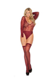 Elegant Moments Burgundy Burnout Teddy W/ Thigh Hi's 1358q - Elegant Moments - Flyclothing LLC