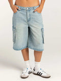 Mid-Rise Waist Denim Shorts with Pockets - Trendsi - Flyclothing LLC