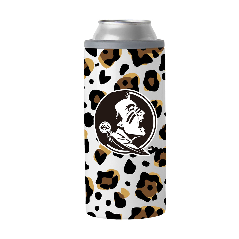 FL State 12oz Neutral Leopard Slim Can Coolie - Logo Brands - Flyclothing LLC