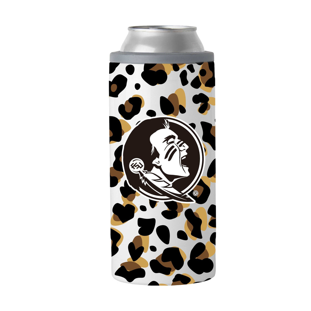 FL State 12oz Neutral Leopard Slim Can Coolie - Logo Brands - Flyclothing LLC