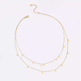 18K Gold-Plated Layered Star Charm Necklace - Trendsi - Flyclothing LLC