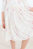 Whimsical Wildflowers 3/4 Sleeve Pocket Twirl Dress - Mila & Rose ® - Flyclothing LLC