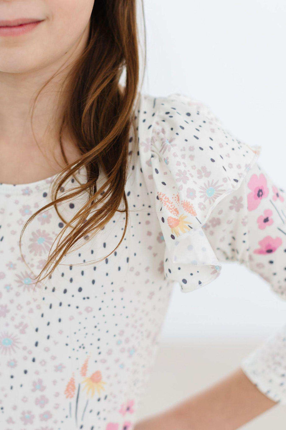 Whimsical Wildflowers L/S Flutter Sleeve Leotard - Mila & Rose ® - Flyclothing LLC