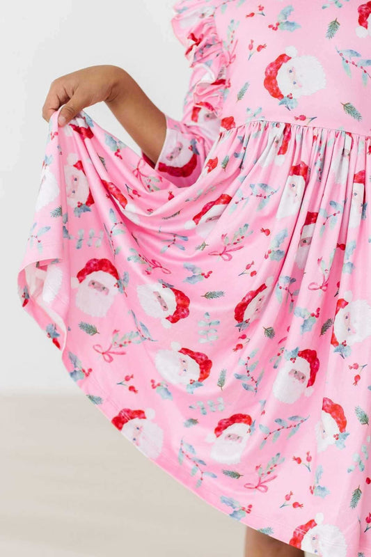 Jolly Old Saint Nick 3/4 Sleeve Ruffle Twirl Dress - Mila & Rose ® - Flyclothing LLC