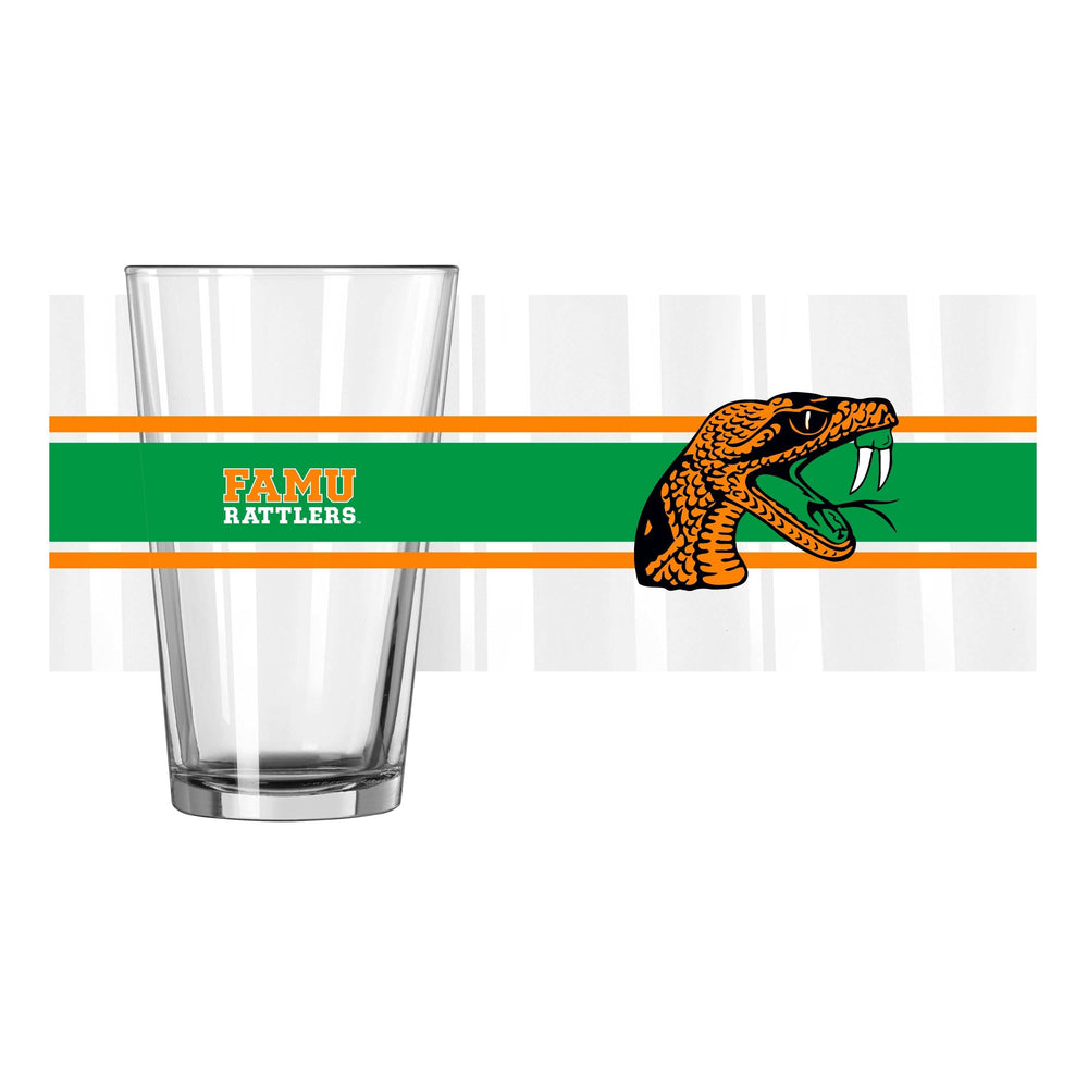 Florida A&M 16oz Stripe Pint Glass - Logo Brands - Flyclothing LLC