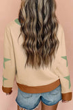 Star Contrast Round Neck Long Sleeve Sweatshirt - Trendsi - Flyclothing LLC