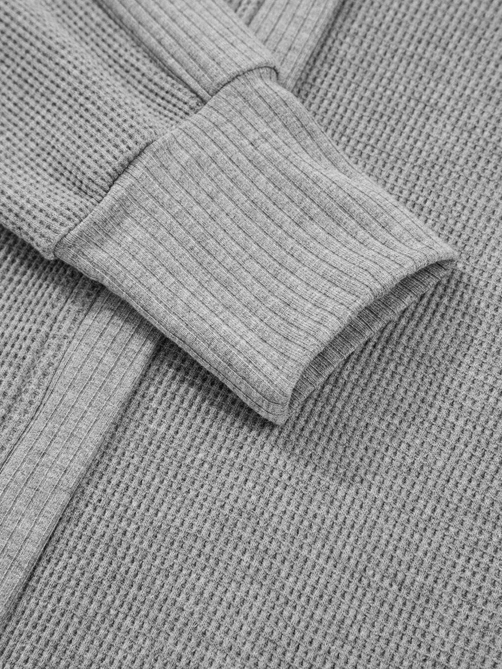 Waffle Splicing Zip Up Front Button Hooded Jacket - Trendsi - Flyclothing LLC