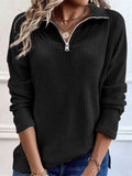 Full Size Quarter Zip Long Sleeve Top - Trendsi - Flyclothing LLC