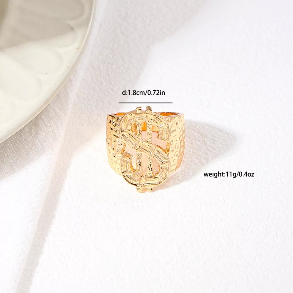 18K Gold-Plated Dollar Sign Ring - Trendsi - Flyclothing LLC