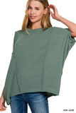 Zenana Drop Shoulder Short Sleeve Knit Top - Trendsi - Flyclothing LLC
