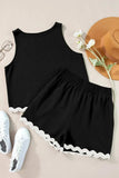 Ricrac Trim Tank Top and Elastic Waist Shorts Set - Trendsi - Flyclothing LLC