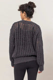 HYFVE Openwork Round Neck Long Sleeve Knit Cover Up - Trendsi - Flyclothing LLC