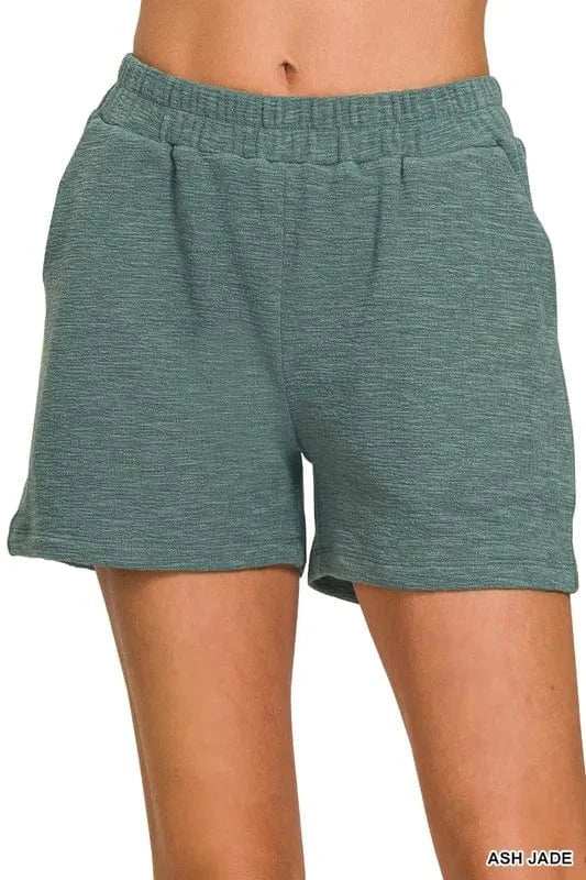 Zenana Cotton Slub Short Pants - Trendsi - Flyclothing LLC