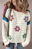 Flower Round Neck Long Sleeve Sweater - Trendsi - Flyclothing LLC