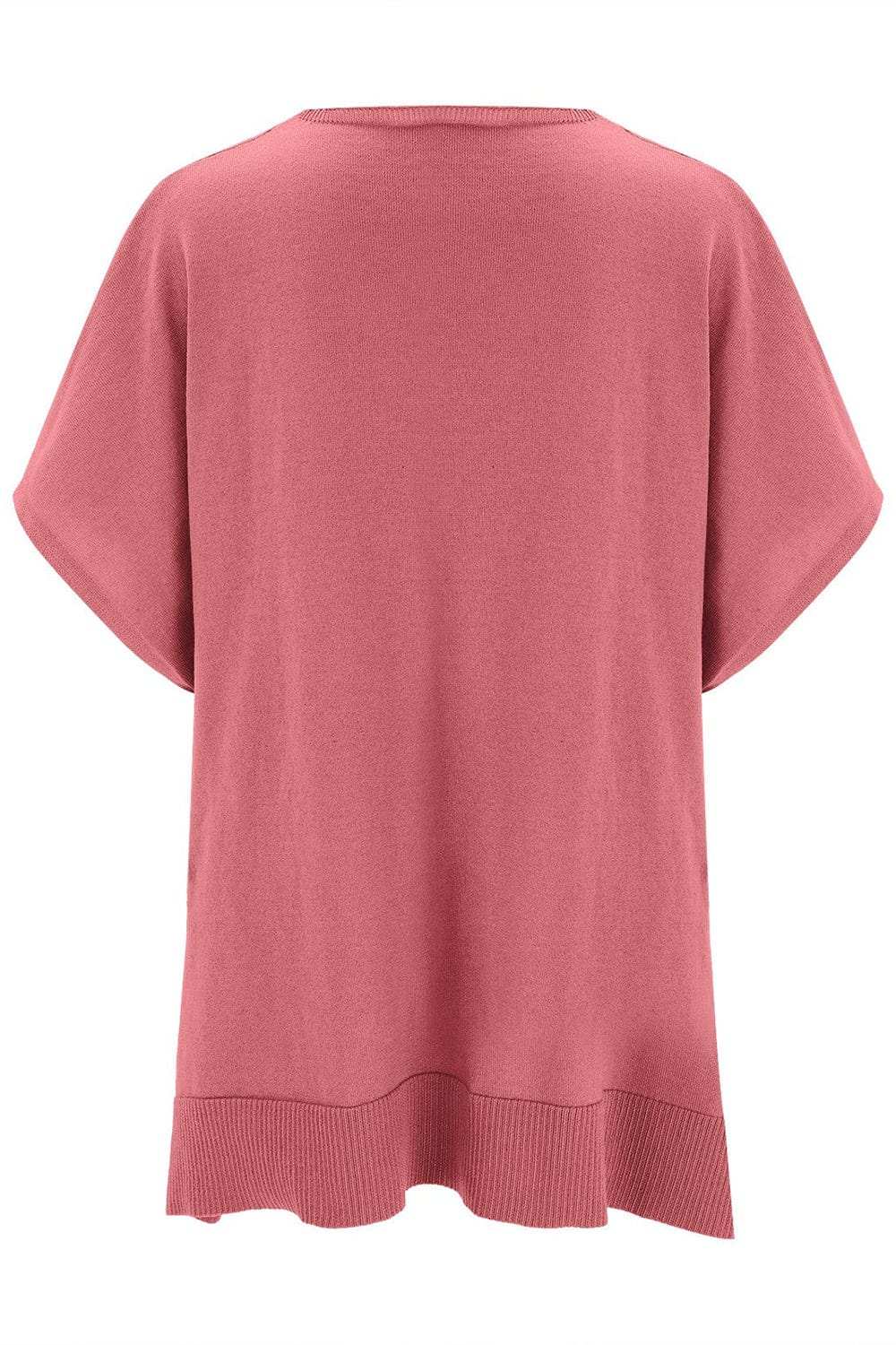 Slit V-Neck Half Sleeve Knit Top - Trendsi - Flyclothing LLC