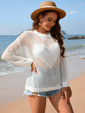 Heart Openwork Long Sleeve Cover-Up - Trendsi - Flyclothing LLC