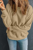 Round Neck Dropped Shoulder Sweatshirt - Trendsi - Flyclothing LLC