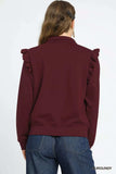 Umgee Luxeknit Ruffle Shoulder Quarter-Zip Sweatshirt - Trendsi - Flyclothing LLC