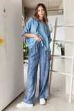 Mittoshop Washed Elastic Waist Cargo Wide Leg Pants - Trendsi - Flyclothing LLC