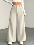 High Waist Corduroy Wide Leg Pants - Trendsi - Flyclothing LLC